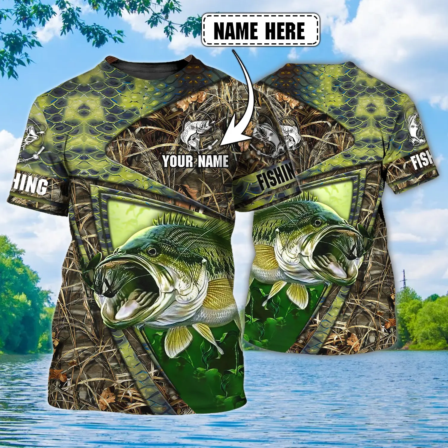 3D Printing Name - Bass Fishing Nome personalizzato 3D All